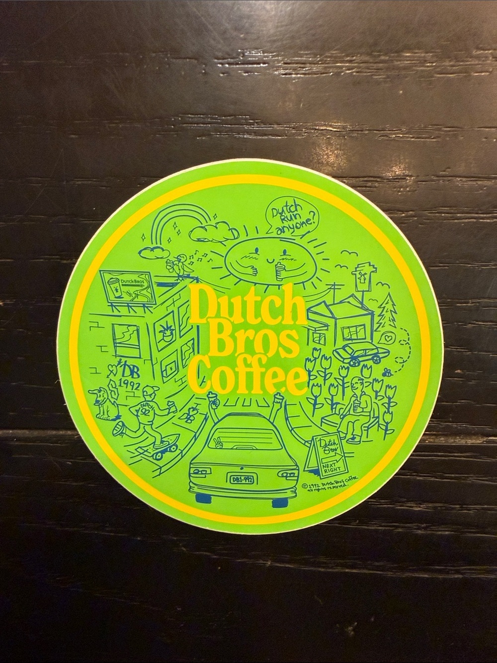 Dutch Bros Neon Green and Yellow Logo Sticker
